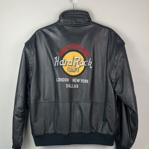 Authentic Vintage 90s Hard Rock Cafe Genuine Leather Bomber Jacket Vest